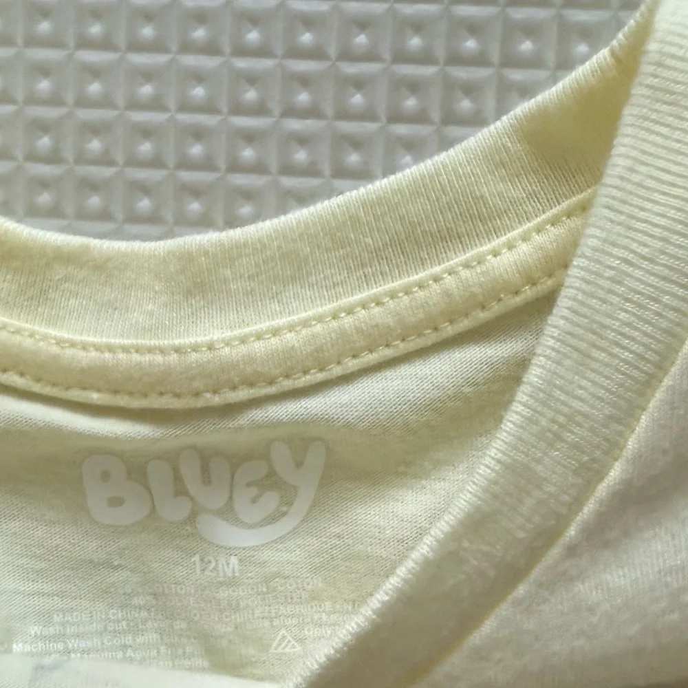 Bluey|Baby girl Cream pastel yellow casual Dress with Cartoon Print•••12 months